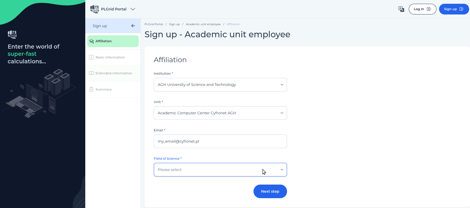 Create new account