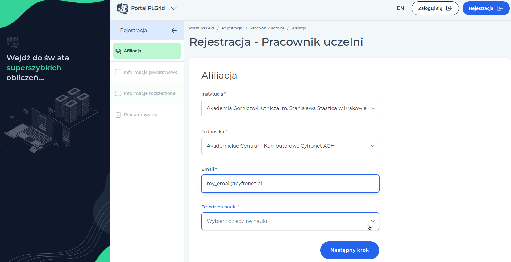 Zakladanie nowego profilu