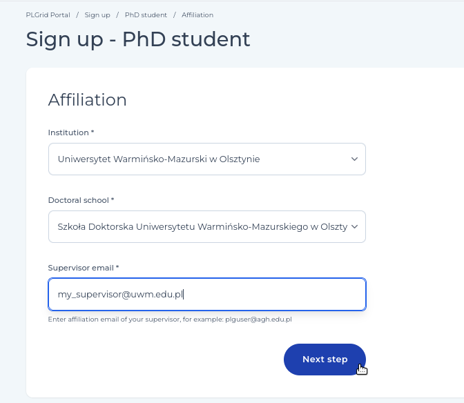 Create new subordinate account