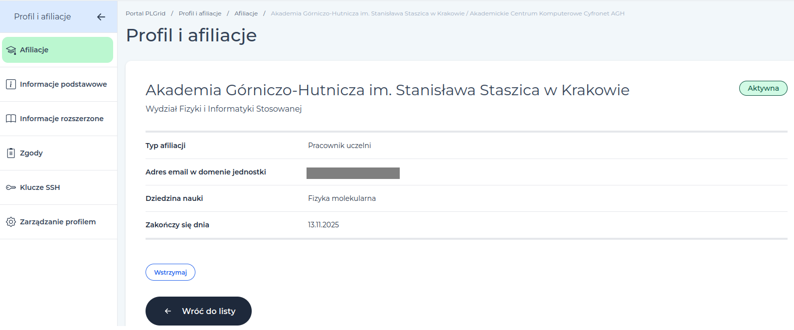 Przedłużanie afiliacji