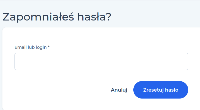 Link do resetowania hasła