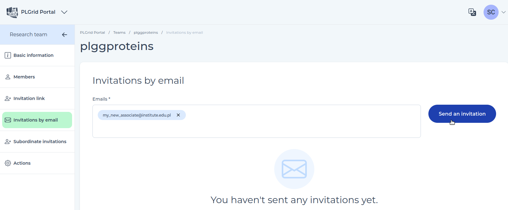 Invitation e-mail