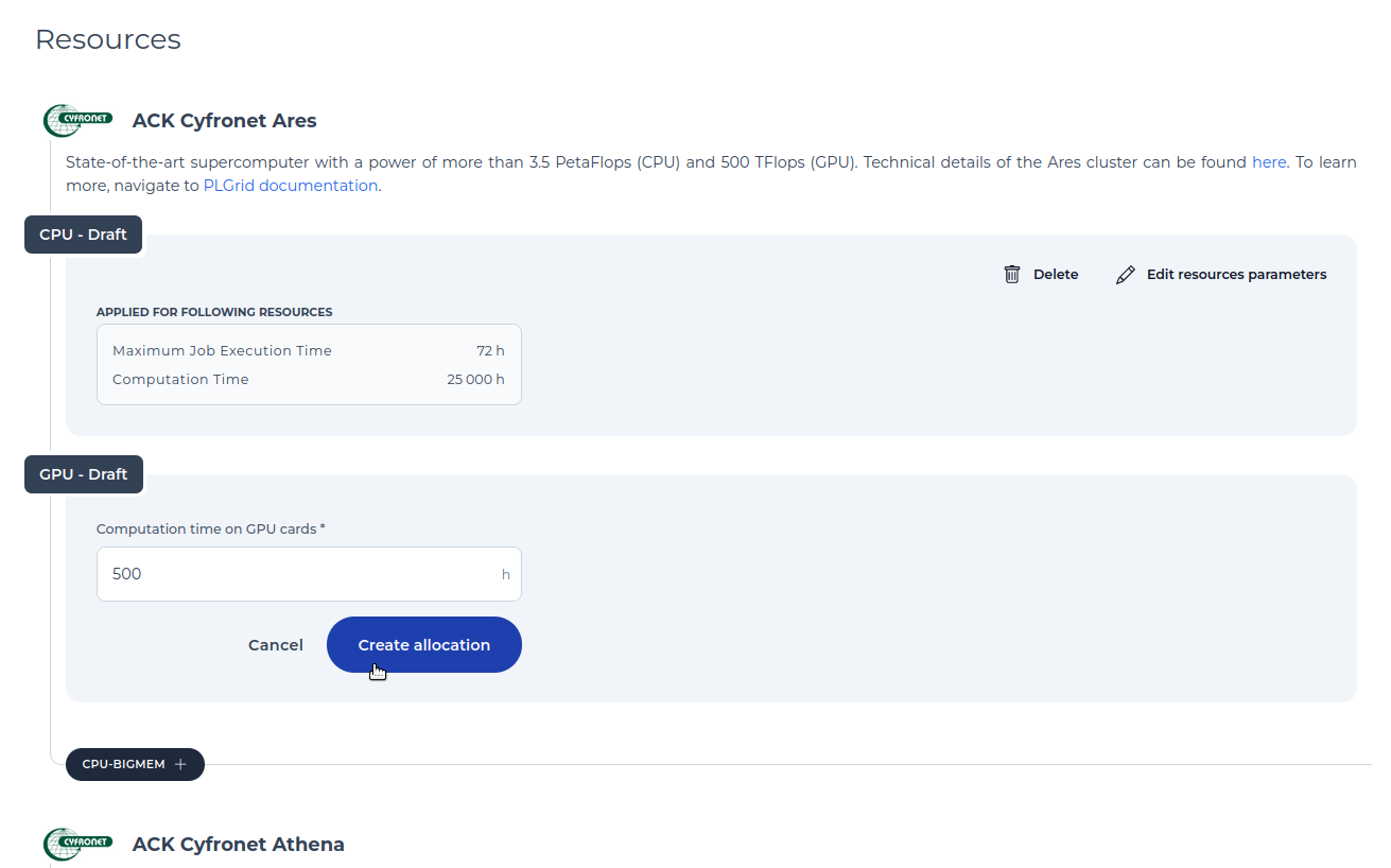 Creating Allocations
