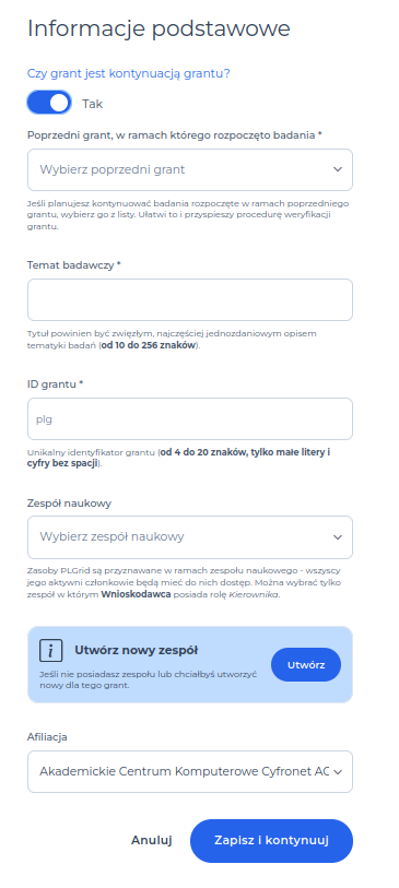 Kontynuacja grantu