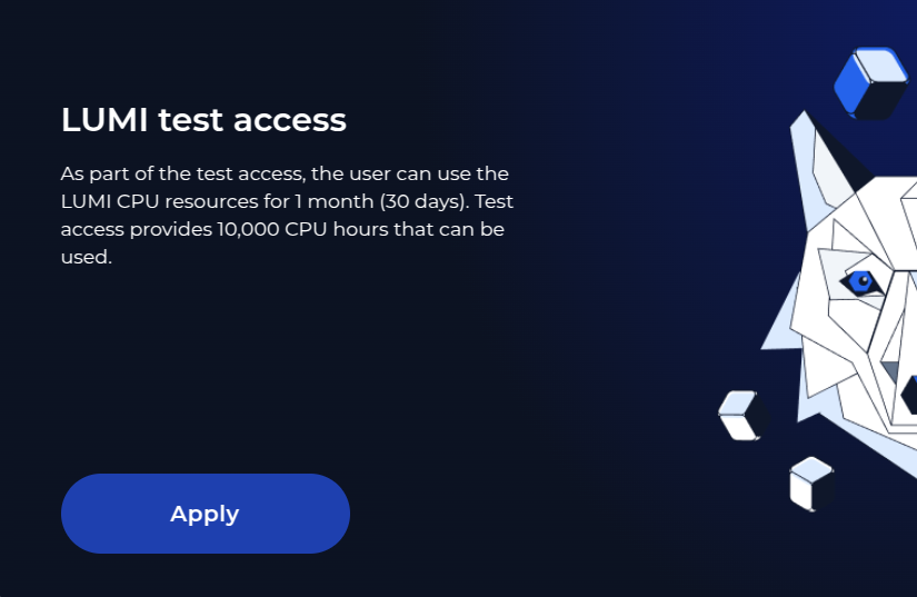 Create LUMI test grant