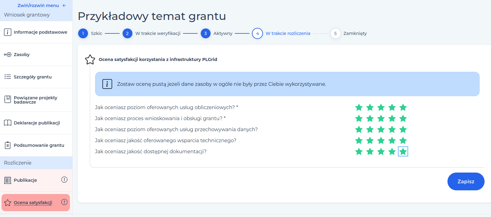 Oceń swój grant
