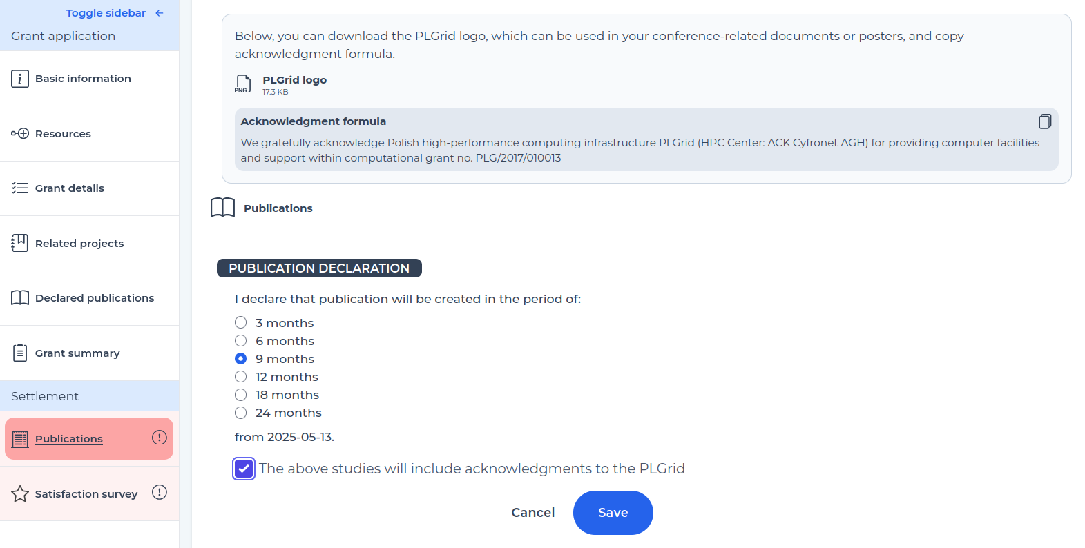 Save declaration