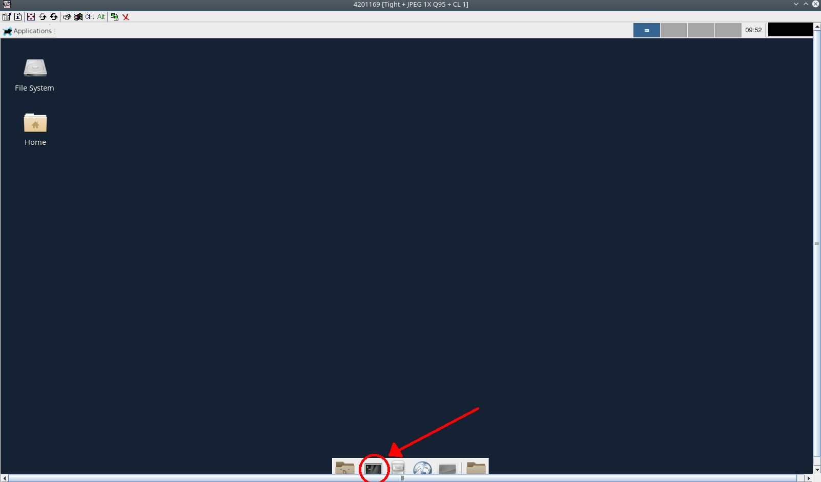 GUI task view for VNC service